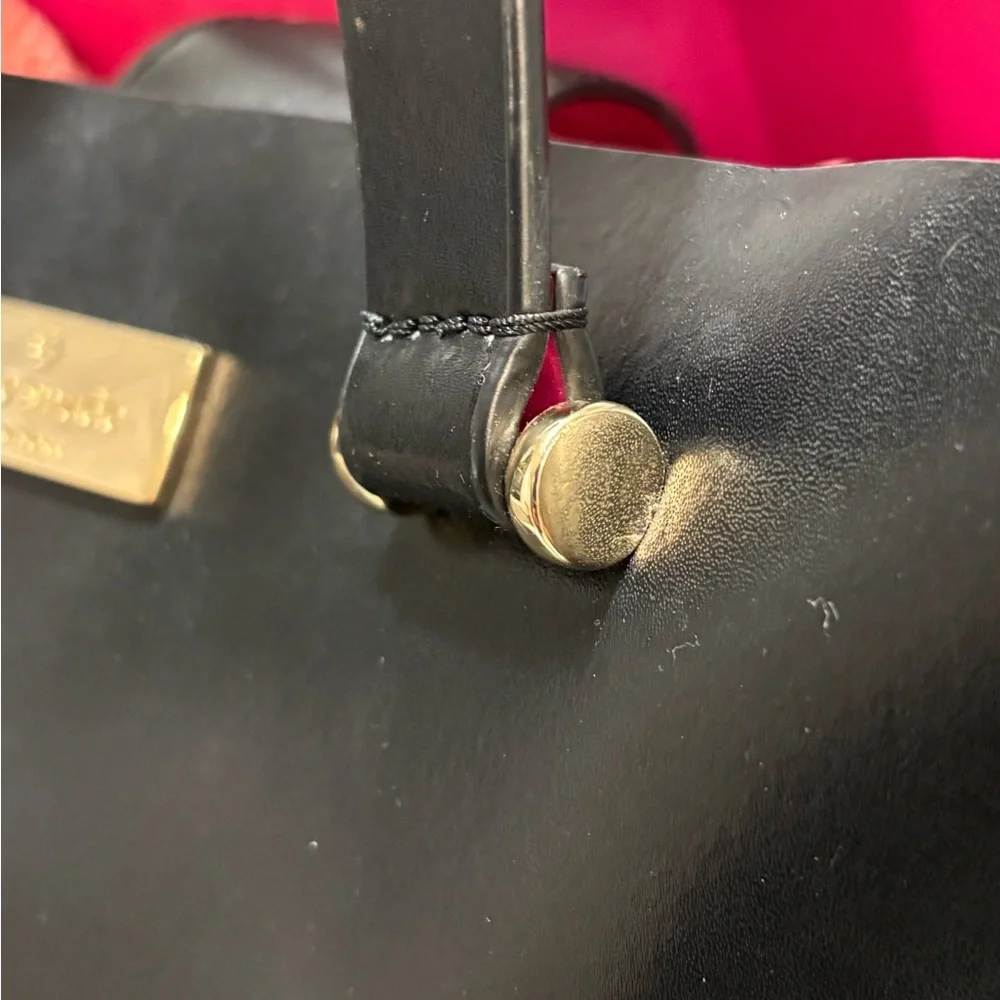 Kate Spade New York Kyra Black Smooth Leather Tote with Pink Accents - Picture 3 of 16